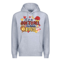 Heather Grey it's a softball kinda day Premium Hoodie - MaliasSmallBusiness