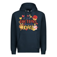 Navy it's a softball kinda day Premium Hoodie - MaliasSmallBusiness