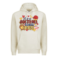 Oatmeal Heather it's a softball kinda day Premium Hoodie - MaliasSmallBusiness