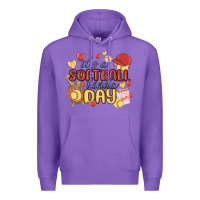 Purple it's a softball kinda day Premium Hoodie - MaliasSmallBusiness