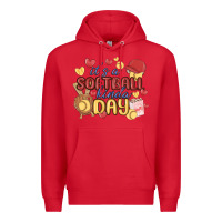 Red it's a softball kinda day Premium Hoodie - MaliasSmallBusiness