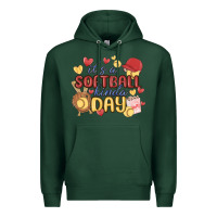 Sports Green it's a softball kinda day Premium Hoodie - MaliasSmallBusiness