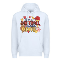 White it's a softball kinda day Premium Hoodie - MaliasSmallBusiness