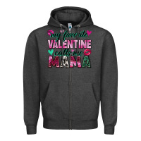 Charcoal Heather my favorite valentine calls me mama Zipper Hoodie - Zillion Design Studio