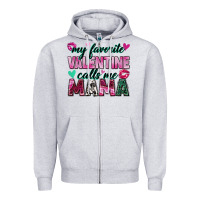 Heather Grey my favorite valentine calls me mama Zipper Hoodie - Zillion Design Studio
