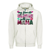 Oatmeal Heather my favorite valentine calls me mama Zipper Hoodie - Zillion Design Studio