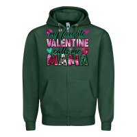 Sports Green my favorite valentine calls me mama Zipper Hoodie - Zillion Design Studio