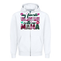White my favorite valentine calls me mama Zipper Hoodie - Zillion Design Studio