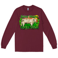 Burgundy Thick Thighs Lucky Vibes Charolais Bull Long Sleeve Tee - RanaPortraitStore