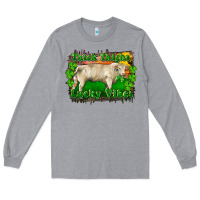 Heather Grey Thick Thighs Lucky Vibes Charolais Bull Long Sleeve Tee - RanaPortraitStore