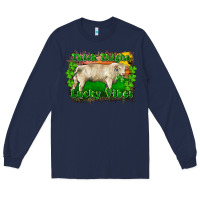 Navy Thick Thighs Lucky Vibes Charolais Bull Long Sleeve Tee - RanaPortraitStore