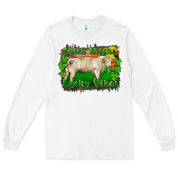 White Thick Thighs Lucky Vibes Charolais Bull Long Sleeve Tee - RanaPortraitStore