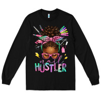 Black nail hustler afro messy bun Long Sleeve Tee - texasbilliewilder