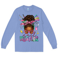 Colony Blue nail hustler afro messy bun Long Sleeve Tee - texasbilliewilder