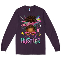 Plum nail hustler afro messy bun Long Sleeve Tee - texasbilliewilder