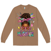 Toasted Coconut nail hustler afro messy bun Long Sleeve Tee - texasbilliewilder
