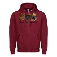 Burgundy peace love shepherd Zipper Hoodie - RanaPortraitStore