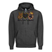Charcoal Heather peace love shepherd Zipper Hoodie - RanaPortraitStore