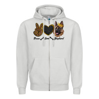 Dove Grey peace love shepherd Zipper Hoodie - RanaPortraitStore