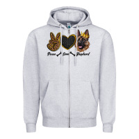 Heather Grey peace love shepherd Zipper Hoodie - RanaPortraitStore