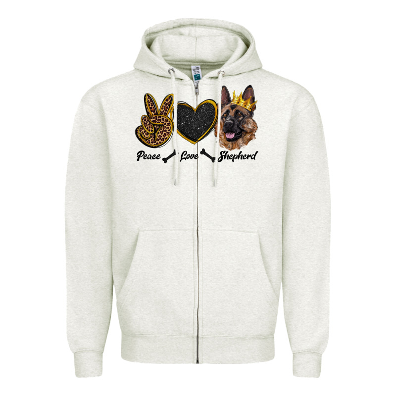 Peace Love Shepherd Zipper Hoodie by RanaPortraitStore | Teevron