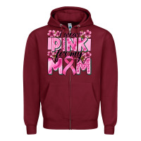 Burgundy i wear pink for my mom Zipper Hoodie - Zillion Design Studio