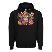 Black i run on caffeine and kisses Zipper Hoodie - Zillion Design Studio