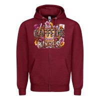 Burgundy i run on caffeine and kisses Zipper Hoodie - Zillion Design Studio