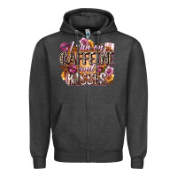 Charcoal Heather i run on caffeine and kisses Zipper Hoodie - Zillion Design Studio