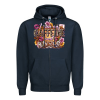 Navy i run on caffeine and kisses Zipper Hoodie - Zillion Design Studio