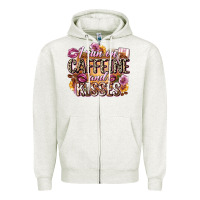 Oatmeal Heather i run on caffeine and kisses Zipper Hoodie - Zillion Design Studio