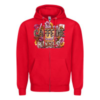 Red i run on caffeine and kisses Zipper Hoodie - Zillion Design Studio