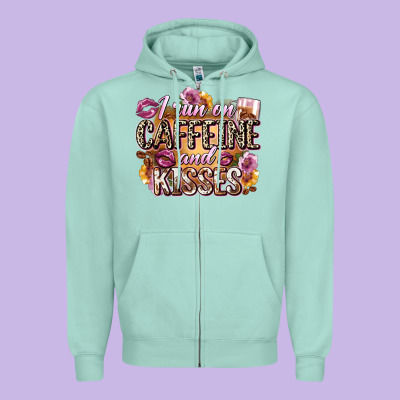 I Run On Caffeine And Kisses Zipper Hoodie Designed By Zillion Design Studio