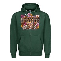 Sports Green i run on caffeine and kisses Zipper Hoodie - Zillion Design Studio