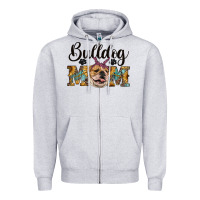 Heather Grey western bulldog mom Zipper Hoodie - RanaPortraitStore