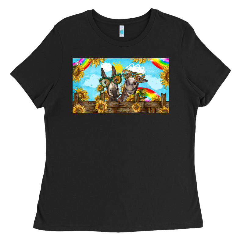 2 Donkeys Sunflower Ladies Tee by BarkalooDesign | Teevron