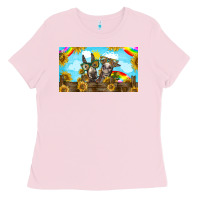 Bubblegum Pink 2 donkeys sunflower Ladies Tee - BarkalooDesign