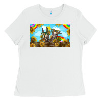 White 2 donkeys sunflower Ladies Tee - BarkalooDesign