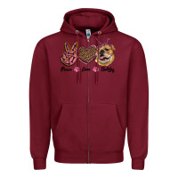 Burgundy peace love bulldog Zipper Hoodie - RanaPortraitStore