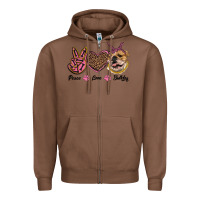 Chestnut peace love bulldog Zipper Hoodie - RanaPortraitStore