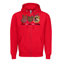 Red peace love bulldog Zipper Hoodie - RanaPortraitStore