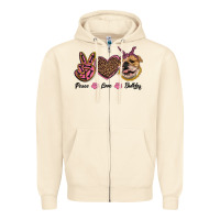 Sandshell peace love bulldog Zipper Hoodie - RanaPortraitStore