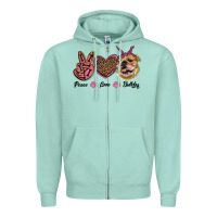 Seafoam peace love bulldog Zipper Hoodie - RanaPortraitStore