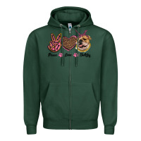 Sports Green peace love bulldog Zipper Hoodie - RanaPortraitStore