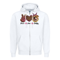 White peace love bulldog Zipper Hoodie - RanaPortraitStore