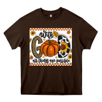 Chocolate Brown With God All Things Are Possible Heavy Core Tee - CowhideDigitalArt