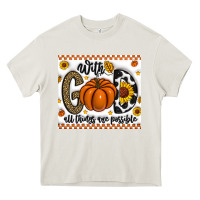 Cream With God All Things Are Possible Heavy Core Tee - CowhideDigitalArt