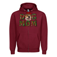 Burgundy english bulldog mom christmas Zipper Hoodie - RanaPortraitStore