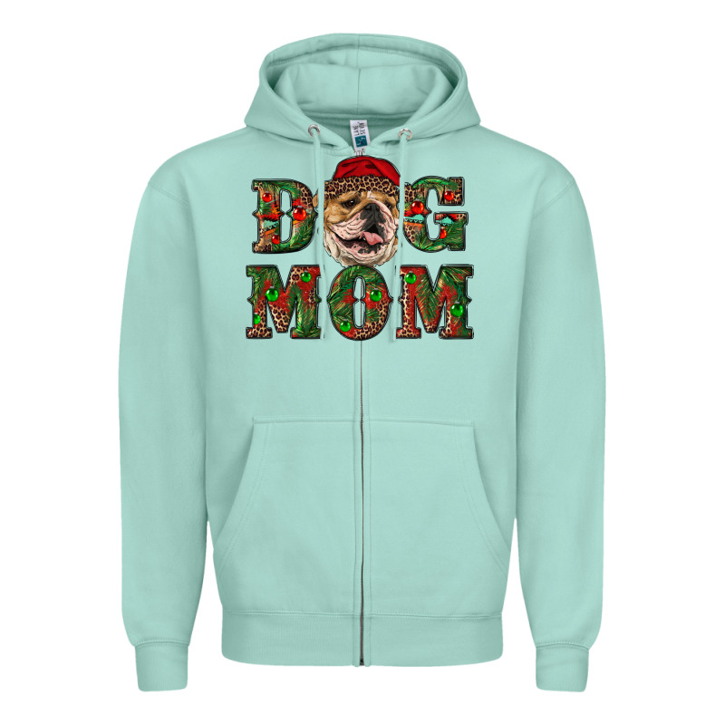 English Bulldog Mom Christmas Zipper Hoodie by RanaPortraitStore | Teevron