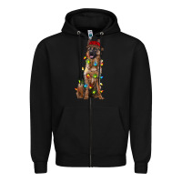 Black christmas german shepherd Zipper Hoodie - RanaPortraitStore